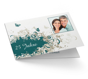 Einladungskarte Silberhochzeit Vintage Herbst