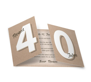 Einladungskarte zum 40. Geburtstag Kraftpapieroptik
