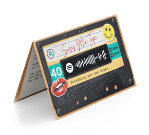 Einladungskarte zum 40. Geburtstag mit Spotify-Code