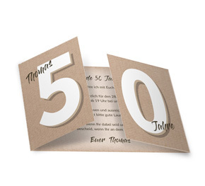 Einladung zum 50. Geburtstag Kraftpapieroptik