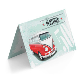 Einladungskarte zum 50. Geburtstag Oldtimer