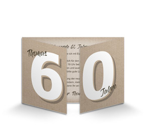 Einladungskarte zum 60. Geburtstag Kraftpapieroptik