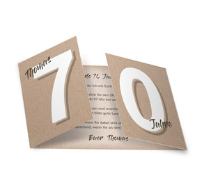 Einladung zum 70. Geburtstag Kraftpapieroptik