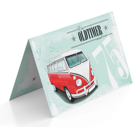 Einladungskarte zum 75. Geburtstag Oldtimer