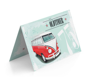 Einladungskarte zum 75. Geburtstag Oldtimer