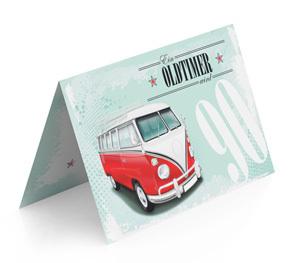 Einladungskarte zum 90. Geburtstag Oldtimer