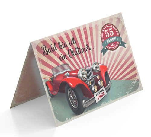 Einladungskarte zum Geburtstag Oldtimer Retro