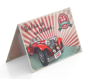 Einladungskarte zum Geburtstag Oldtimer Retro