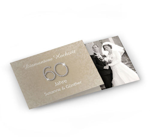 Einladungskarte zur Diamantenen Hochzeit Vintage