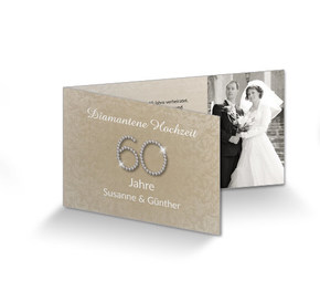 Einladungskarte zur Diamantenen Hochzeit Vintage