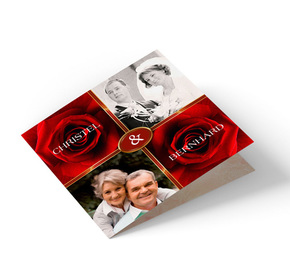 Einladungskarte Goldhochzeit Rote Rose