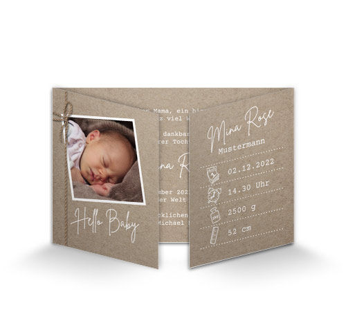 Geburtskarte Baby Kraftpapier