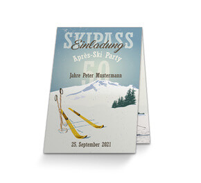 Geburtstagseinladungskarte Skipass