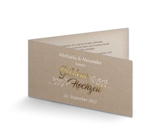 Goldene Hochzeit Einladung Kraftpapier