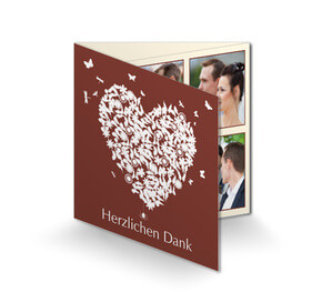 Hochzeit Danksagung Butterfly-Herz Braun