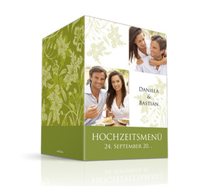 Hochzeit Menükarte Grün-Weiß