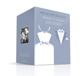 Kirchenheft Hochzeit Braut und Bräutigam Blau