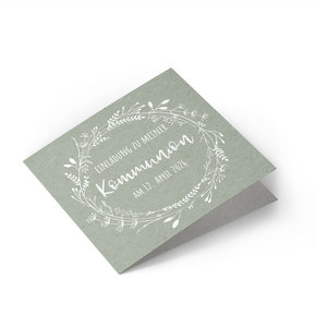 Einladungskarte Kommunion Blumenkranz