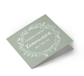 Einladungskarte Kommunion Blumenkranz