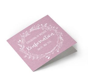 Einladungskarte Konfirmation Blumenkranz