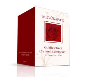 Menükarte zur Hochzeit Rote Rose