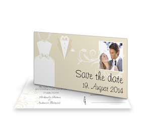 Save The Date Karte Braut & Bräutigam Beige