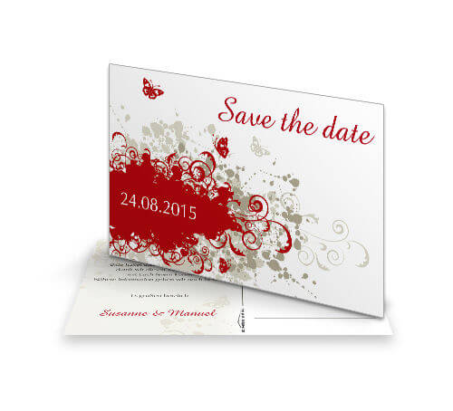Save The Date Karte Vintage Rot