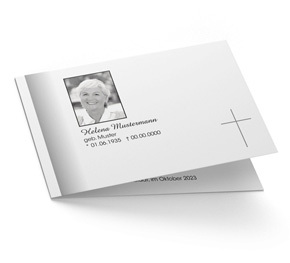 Trauer Dankeskarte Kreuz mit Schattenrand