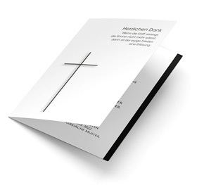Trauer Danksagung Kreuz mit Trauerrand
