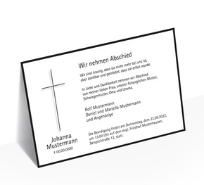 Trauerkarte Trauerrand Kreuz Groß
