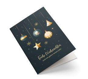 Weihnachtskarte Geschäftlich Goldene Sternennacht
