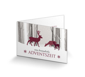Weihnachtskarte Geschäftlich Tiere im Wald