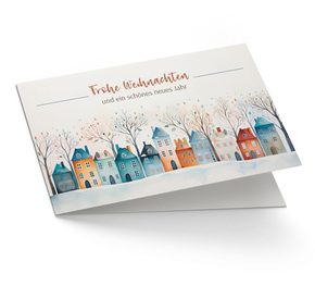 Weihnachtskarte Geschäftlich Bunte Winterstadt
