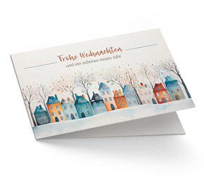 Weihnachtskarte Geschäftlich Bunte Winterstadt