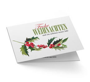 Weihnachtskarte Geschäftlich Ilexzweig